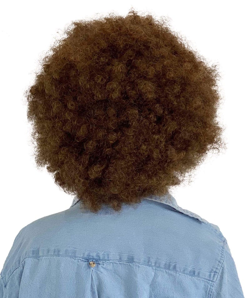 HPO Adult Unisex 80's Painter Brown Afro Wig and Brown and Patches of Gray Beard Set | Easy and Classic Celebrity Costume | Premium Halloween & Cosplay Wig (Adult) - Image 3